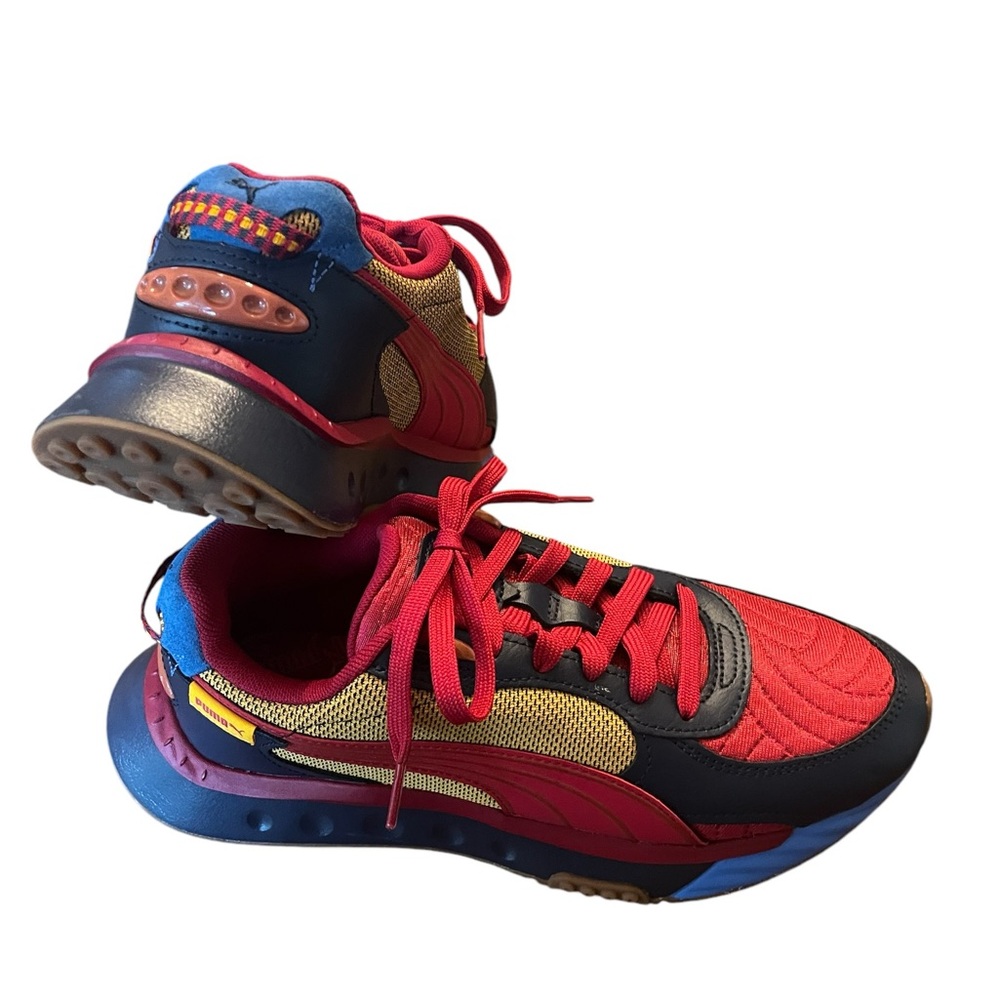 Puma Tennis Shoes in Navy, Mustard, and Deep Red in Unisex Size 7. - Picture 9 of 13
